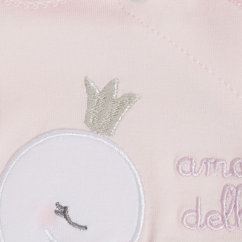 Girls Light Pink Applique Front Opening Babysuit image number 5